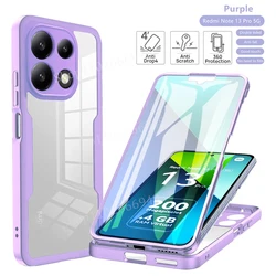 360° Full Cover Shockproof Clear Case with Complete Front and Back Protection for Note  15 Pro Plus (Lavender Purple)