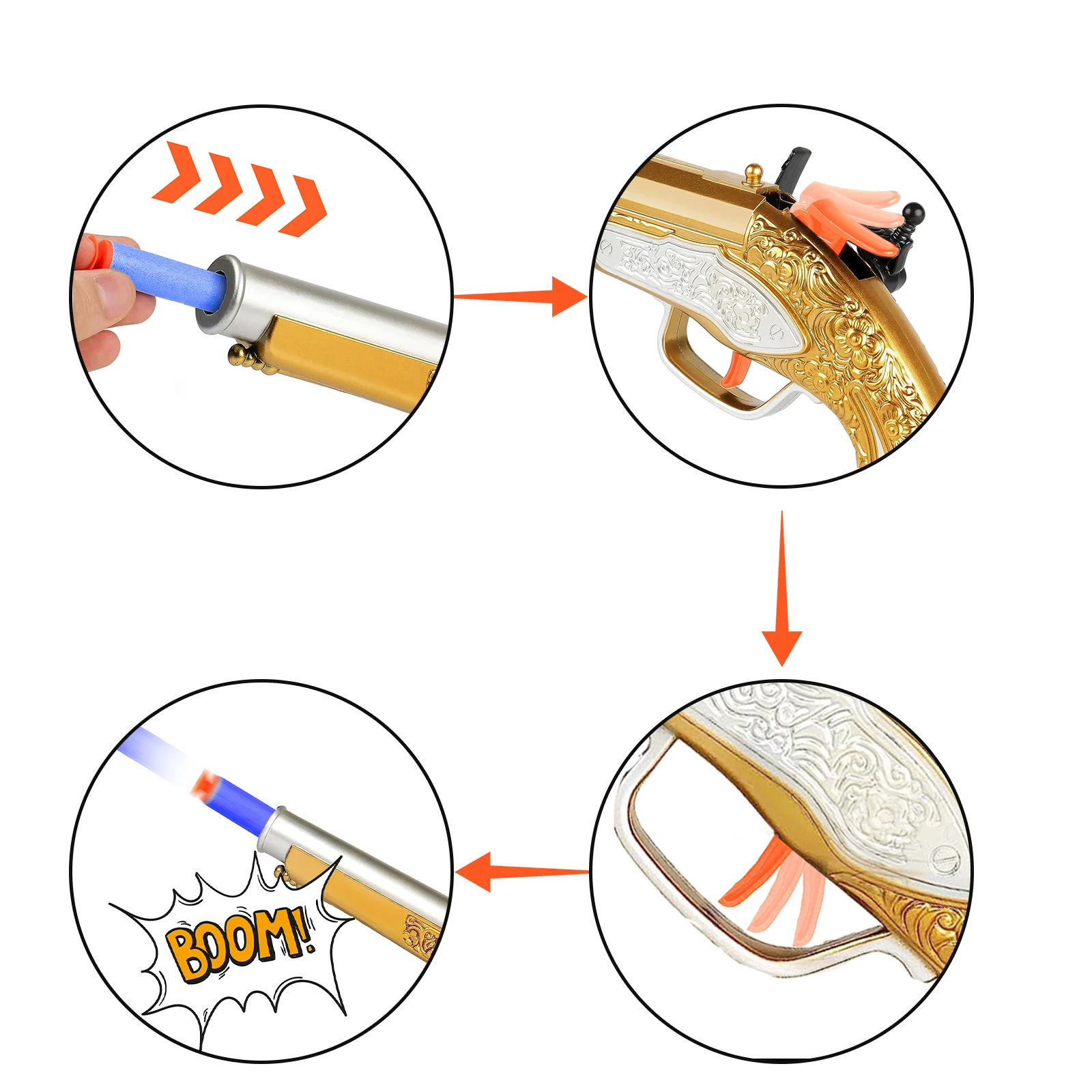 Pirate Toy Foam Blaster for Kids Boys Pirate Flintlock Pistol Toy  gun 3