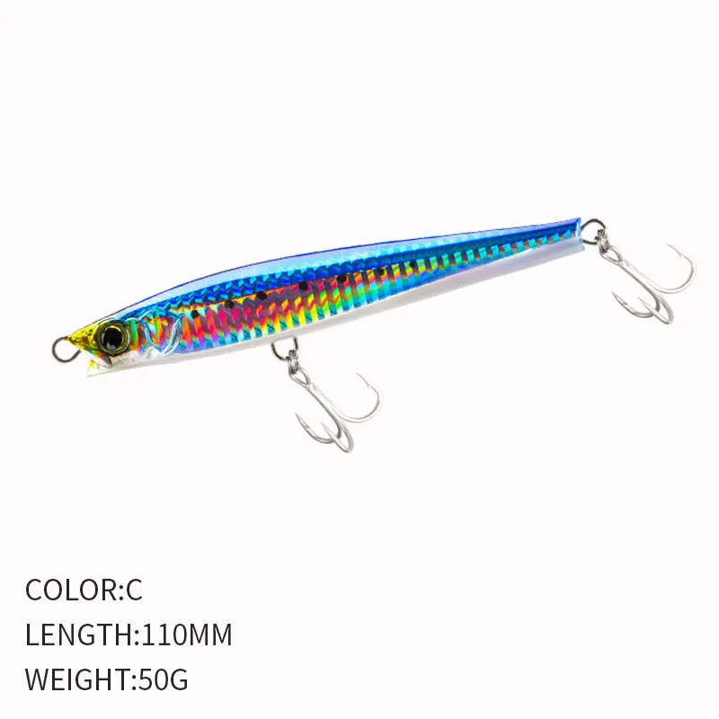 1 Stück Schwer Sinkender Pencil-Köder 50g/11cm Riesen-Jighead-Köder Weitwurf-Salzwasser-Wobbler Praktisches Angelzubehör – Detail 12