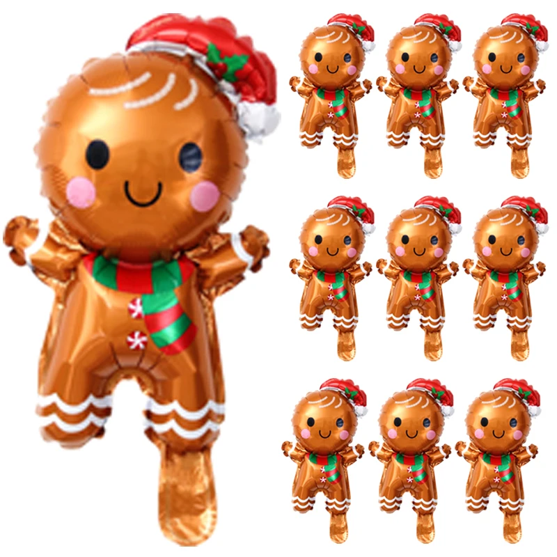 thumbnail image 1 of 10/1PCS Mini globos de aluminio con forma de hombre de jengibre, juguete para árbol de Navidad, Papá Noel, fiesta de cumpleaños para niños, decoraciones navideñas, 1 of 5