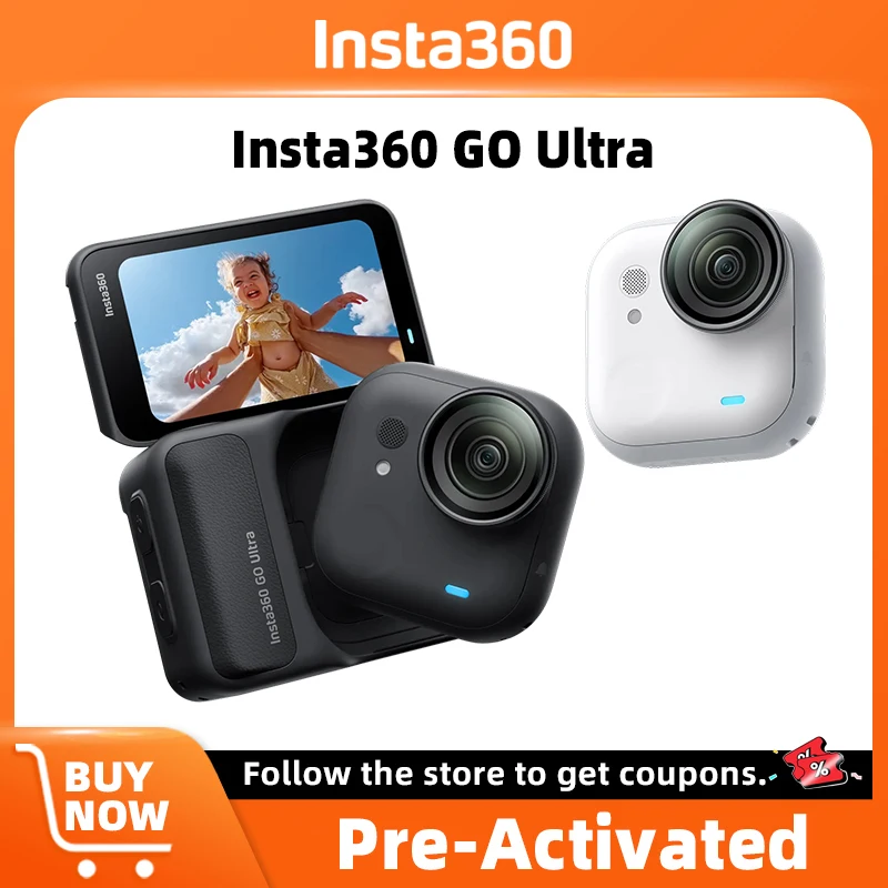 Insta360 GO Ultra Mini Wide-Angle Action Camera 4K60fps Video 156° Max FOV 1/1.28" sensor and 5nm AI chip 2.5" Flip Touchscreen