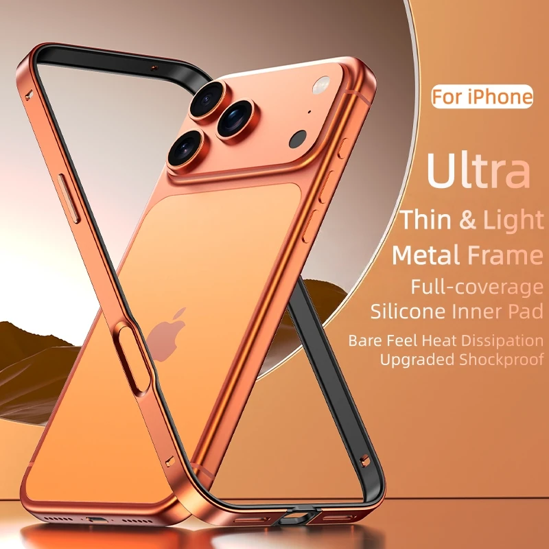Luxury Metal Alloy Phone Frame Case - Bare Feel, Shockproof & Heat Dissipation Bumper
