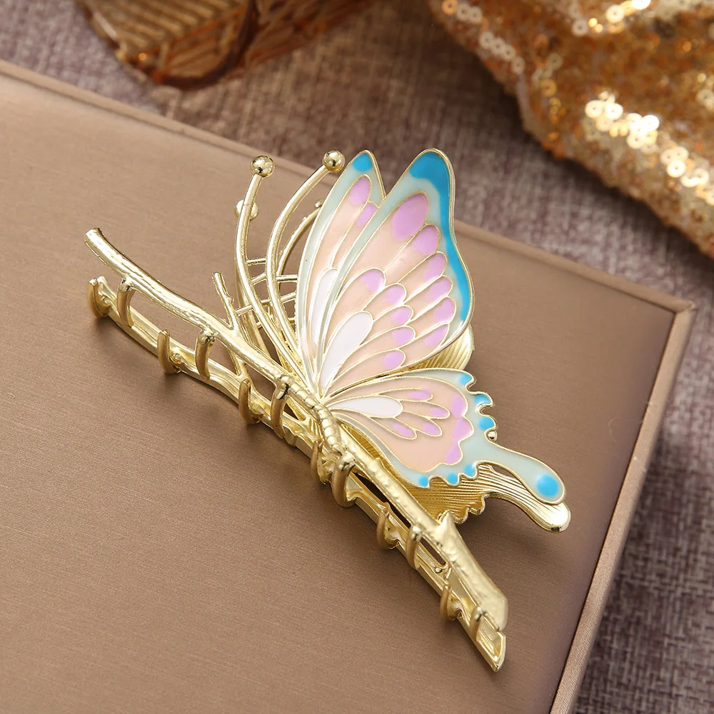 Fashion Design 10cm Large Metal Material Butterfly Style Shark Clip Hair Clip Hair Accessories Jewelry For Women Girls
