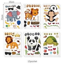 Wild Jungle Safari Party Tableware Set - Disposable Plates, Cups, Napkins, and Tablecloth - As picture show (12pcs diy stickers)
