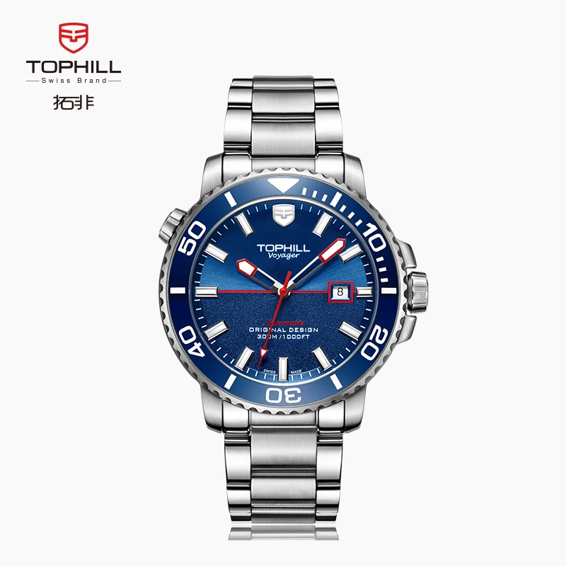

Мужские автоматические часы Tophill 45 мм, механические наручные часы для спорта, дайвинга, 30 бар, водонепроницаемое сапфировое зеркало, фоторамка S280
