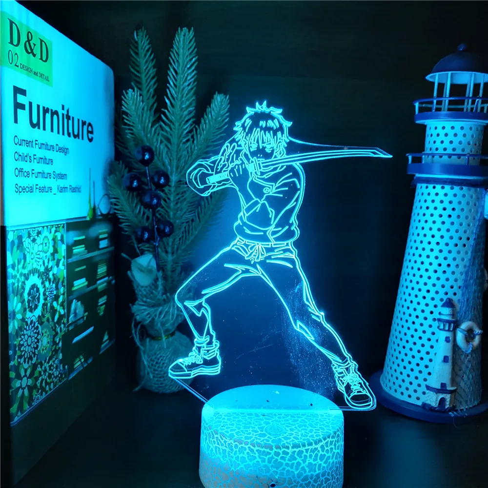 Jujutsu Kaisen Okkotsu Yūta 3d Anime Lamp Acrylic LED Night Light Illusion RGB Table Lamparas Bedroom Decor Manga Birthday Gift dinosaur light