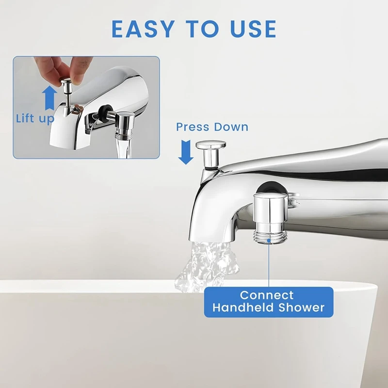 Tub Spout With Diverter, Bathtub Faucet With Shower Diverter And Hex Wrench Fits 1/2 Inch Copper Tube, 5.3 Inch 4