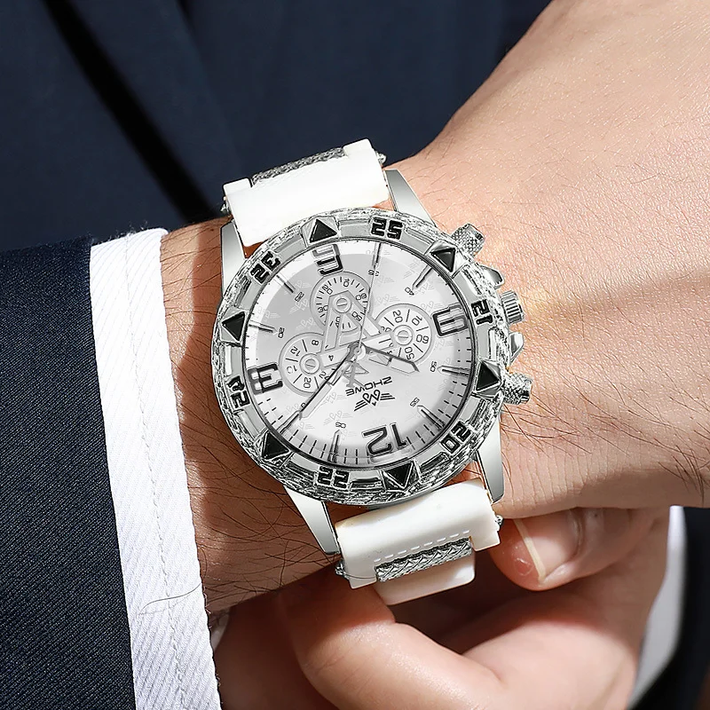 Men Business Watches Fashion Silicone Band Male's Business Dress Analog Quartz Watch 5