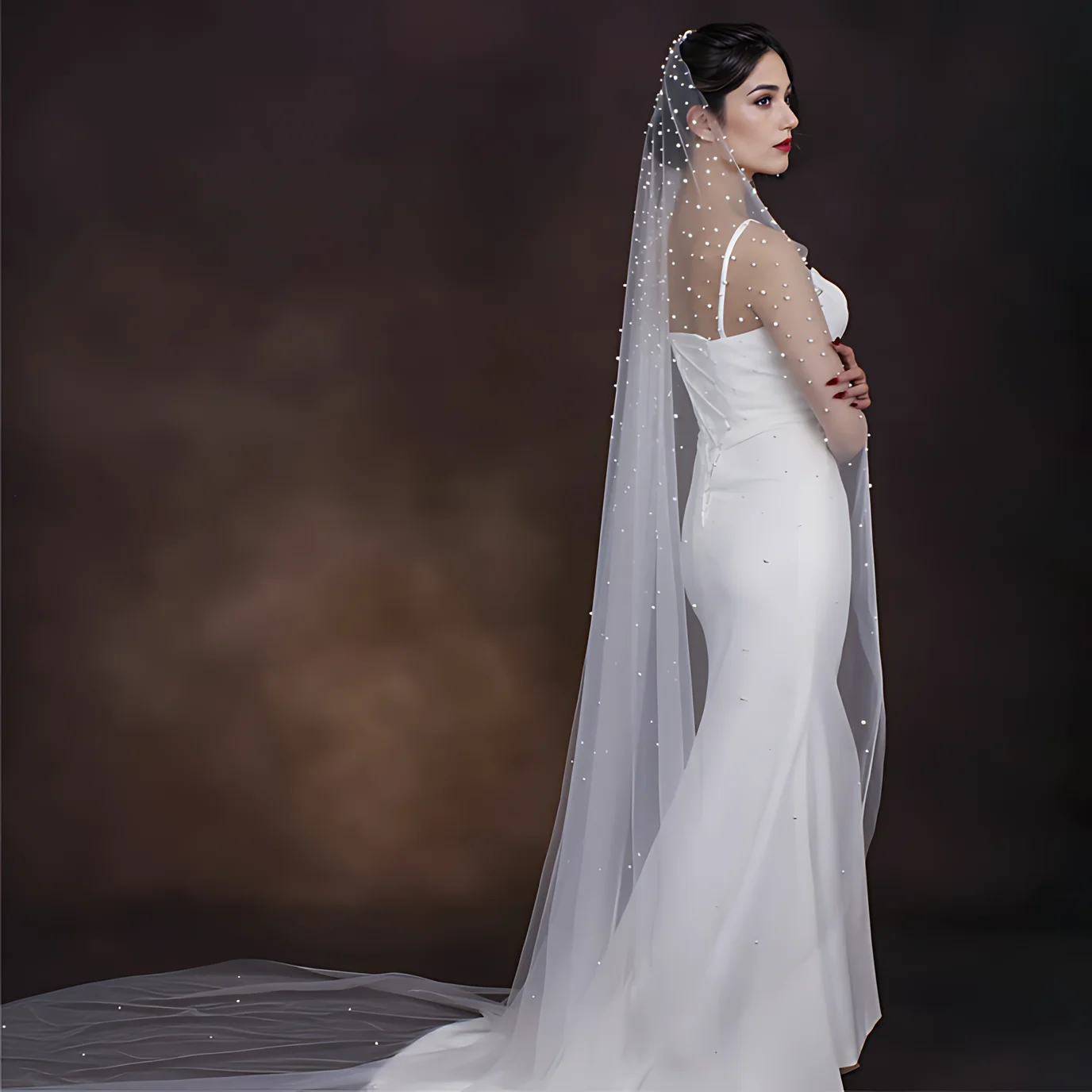 Velos de novia de lujo con perlas, velo de novia con peine, Extra