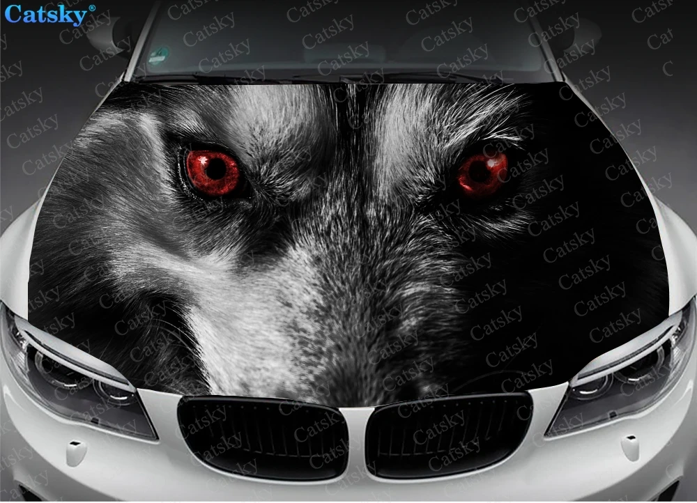 

Wolf animal wolf king Car hood wrap lion decal, bonnet vinyl sticker, full color graphic decal, CUSTOM made to Fit Any Car