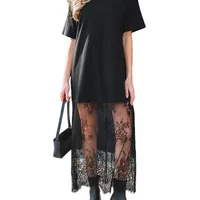 Robe décontractée grande taille été 2026, couleur unie, avec empiècements en dentelle, design original, taille ample, jupe trapèze pour tous les âges 5
