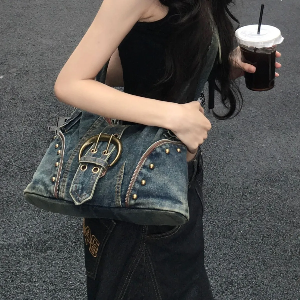 New Denim Zipper Youth Crossbody Bags 2025 High Quality Luxury Sense Shoulder Bags Unique Design Wide Straps Tote Bags for Women
