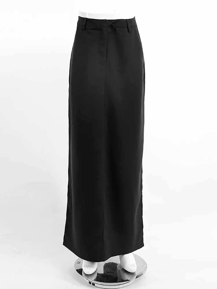 VIP【関税送料無料】希少 SUNNEI DARK NAVY STRETCH LONG SKIRT Mnealways18 Black Loose Long Skirts Women A-Line Zip Skirts