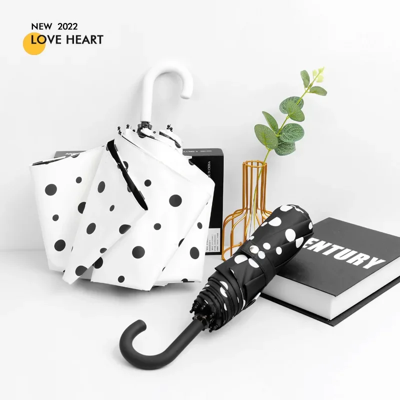 Folding Umbrella for Women and Girls, Thick Sun Umbrella, Anti-Ultraviolet Sunshade, Black Coating, UV Umbrellas, Kids