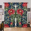 2Pcs Boho Watercolor Floral And Leaves Symmetry Curtain Suitable For Bedroom Kitchen Dining Room Living Room Study Office 1