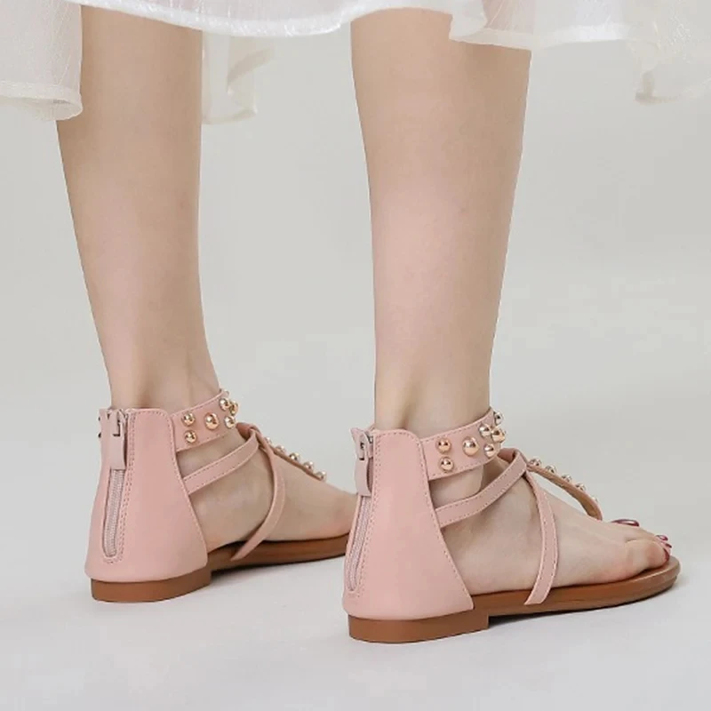 Women Sandals Vintage Fashion Flat Bottomed High Top Casual Toe Sandwich Beach Bohemian Anti-skid Flip-flops Summer Women Shoes