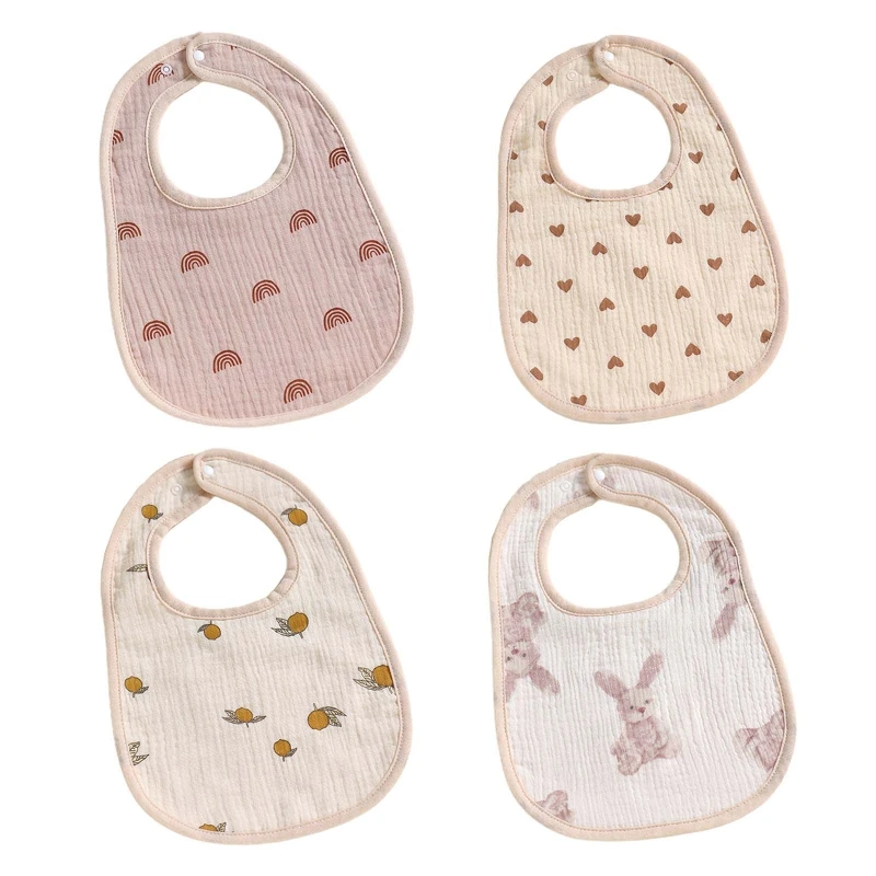 

Baby Feeding Drool Bib Cartoon Printed Saliva Towel 6-layers Gauze Soft Cotton Snap Button Burp Cloth for Newborn Toddler G99C