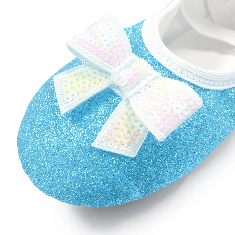 Ballettschuhe, geteilte Sohle, glitzernde flache Tanzschuhe für Mädchen, Kleinkinder/Kinder – Detail 3