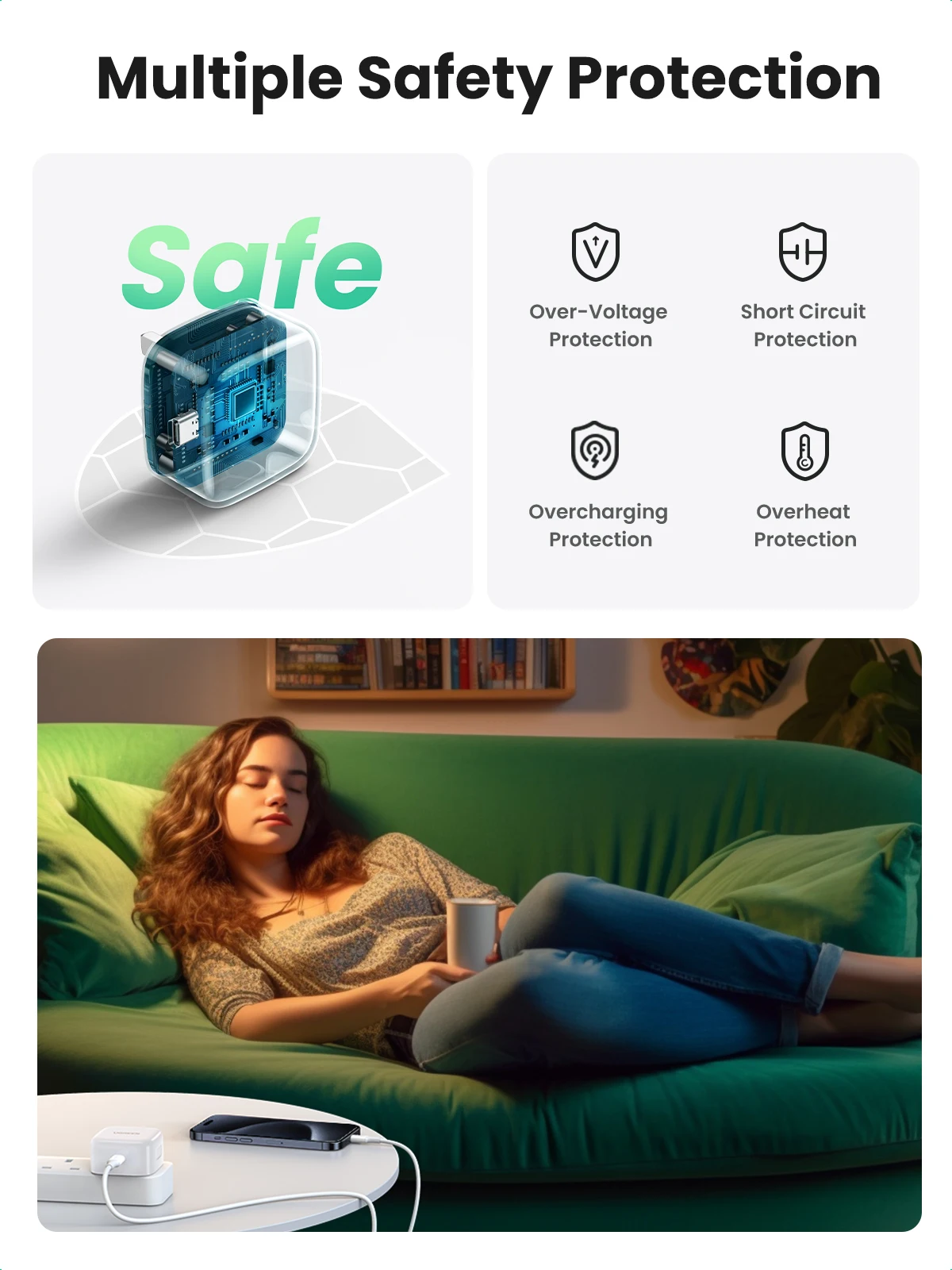 شحن سريع من النوع C ، شاحن سريع ، من QC PD ، 20W ، آيفون 15 ، 14 ، 13 برو ، هاتف شاومي ، مقابس المملكة المتحدة 6