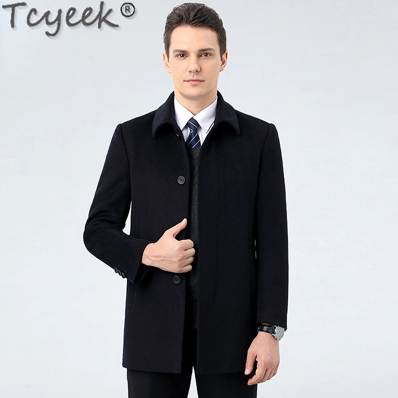 

Tcyeek Men's 85% Cashmere Jackets Fashion Casual Woolen Jacket Fall Winter Short Warm Wool Coat Men Clothes Jaqueta Masculina
