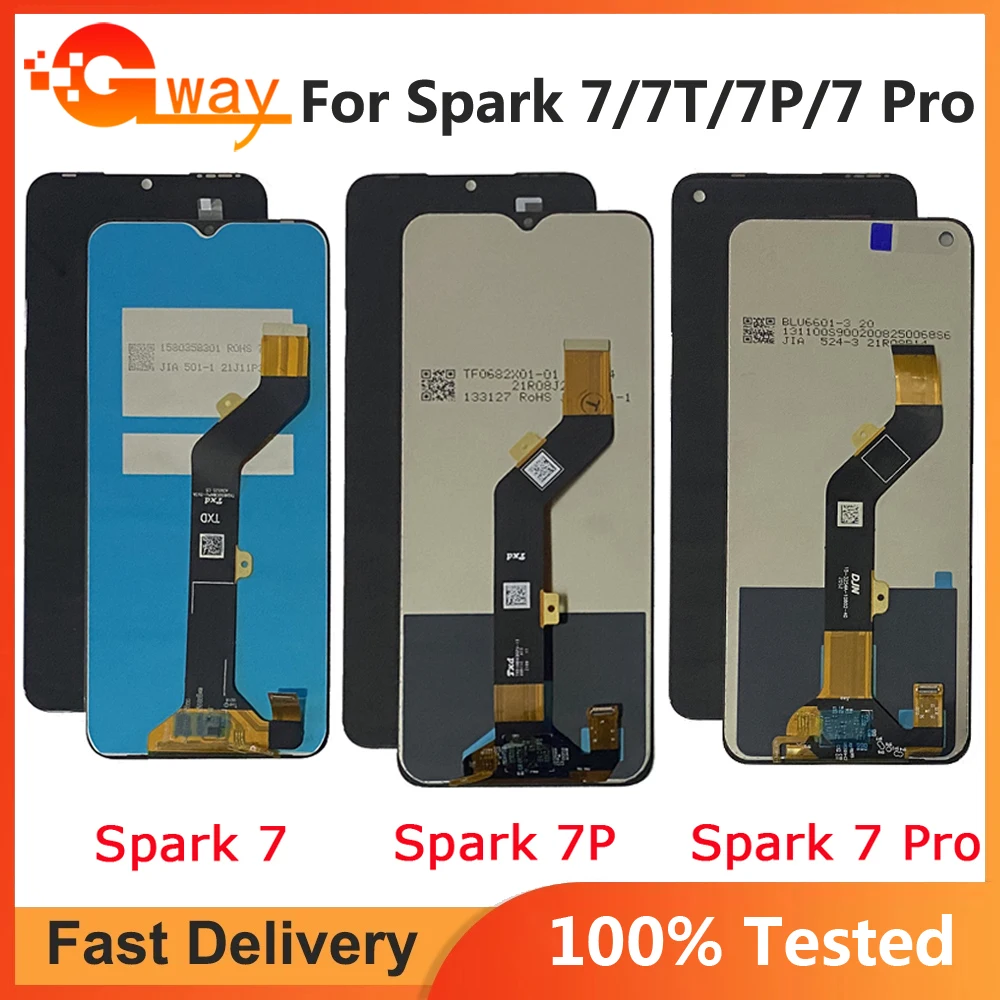 

ЖК-дисплей для Tecno Spark 7 KF6J KF6N, сенсорный экран с дигитайзером для Tecno Spark 7 P KF7j, ЖК-дисплей Spark 7T KF6p 7 Pro KF8, оригинал