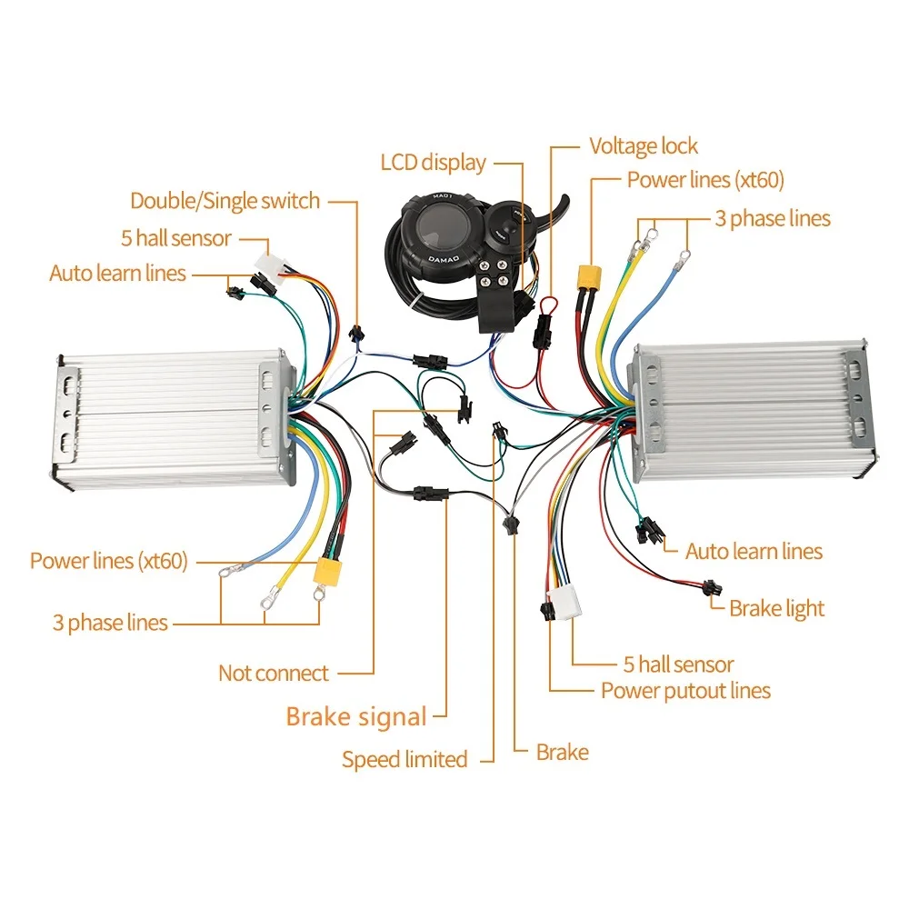 1500w-3500w 전기 자전거 컨트롤러 세트 컨트롤러 LCD 디스플레이 듀얼 드라이브 컨트롤러 세트 (스쿠터용) 48v 60v 72v 30A 45A 50A