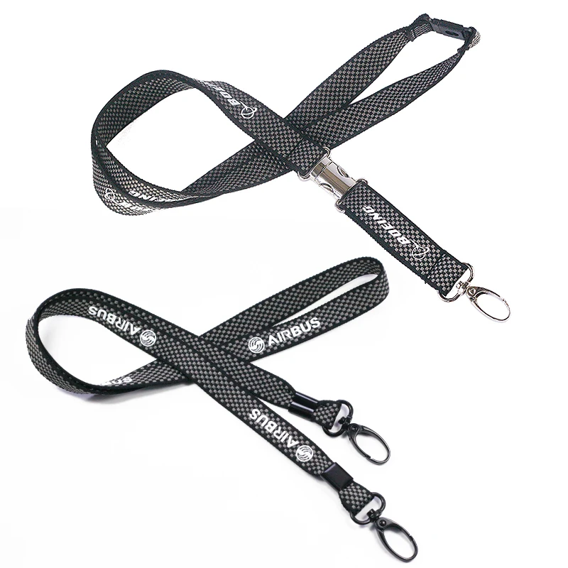 

BOEING / Airbus Lanyard for Pilot License ID Holder, Wide Black Mini Plaid Style with Metal Buckle for Flight Crew Airman