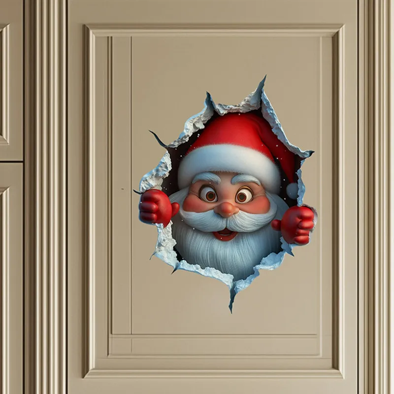 Wall Stickers Window Stickers Christmas Santa Claus Wall Decal Window Clings Decor for Home Holiday Party