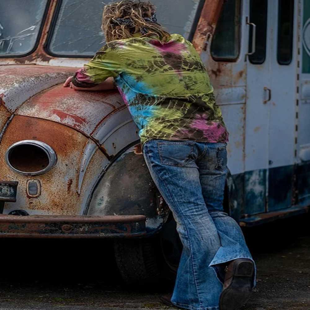 Men Flared Jeans Bootcut Leg Pants Distressed Jeans Fall Winter Punk Stlye Bell Bottom Denim Trousers Hombre y2k streetwear