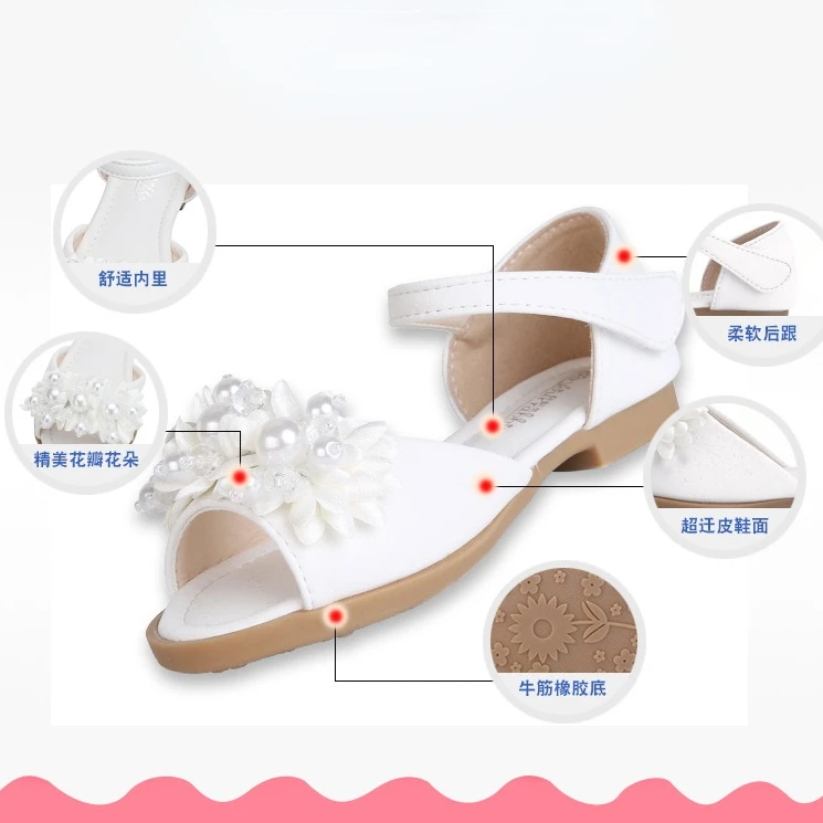 Children's Sandals Toddler Infant Kids Baby Girls Pearl Floral Party Leather Princess Shoes Sandals Summer Sandals for Girls children's shoes for sale