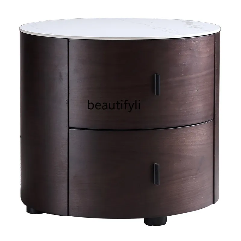 

Круглая деревянная прикроватная тумбочка для спальни, роскошный и простой современный шкаф для хранения, Высококачественная каменная тарелка, мебель