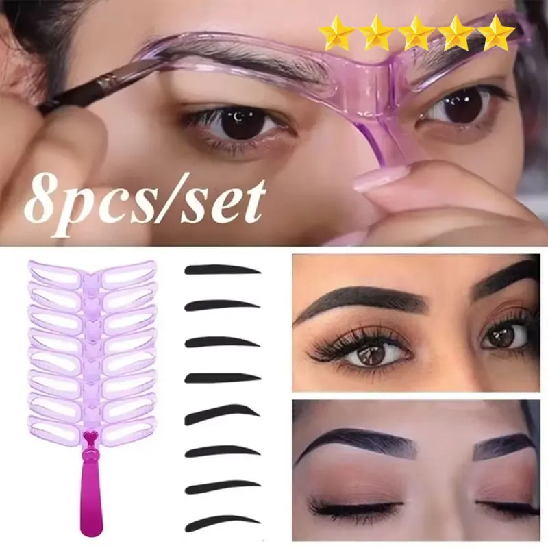 Eyebrow stencil tool 8 styles reusable stencil with handle Eyebrow shaping kit