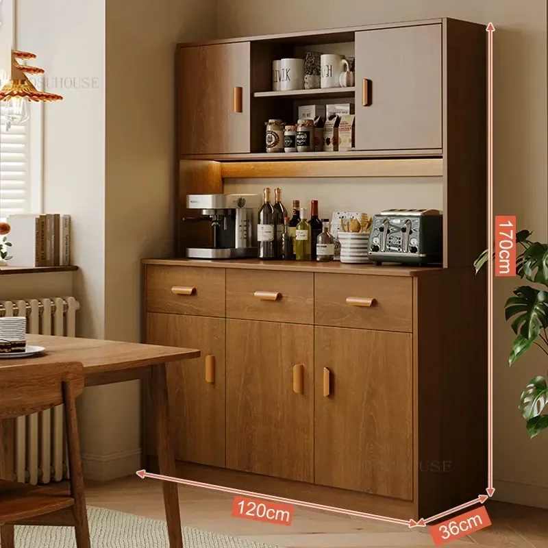 Modern Walnut Kitchen Cabinets Home Furniture Sideboards Minimalist Microwave Oven Tableware Storage Buffet Cabinets N c