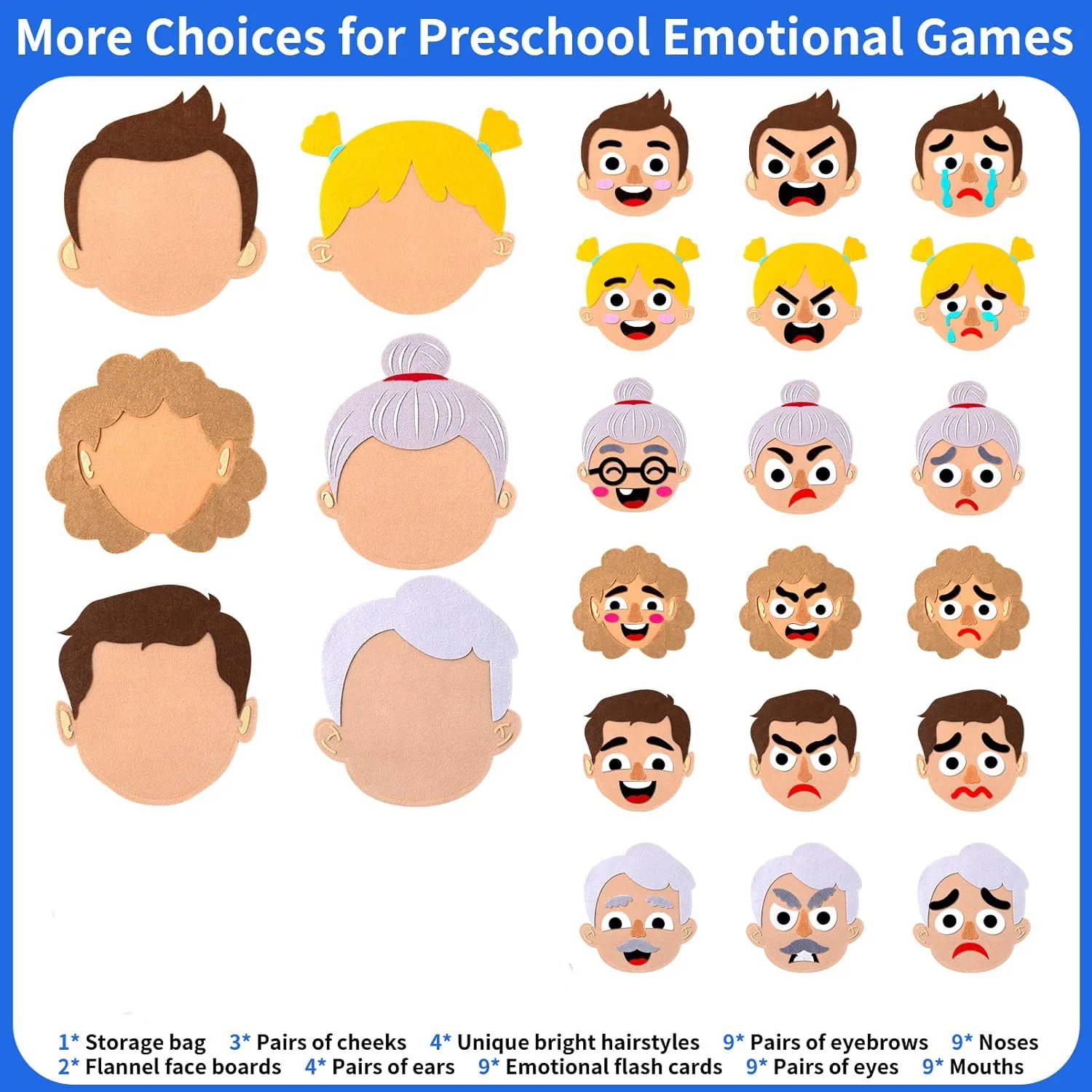 Montessori Sensory Board Game Facial Expression Game Toys for Kids Toddlers Boys Girls