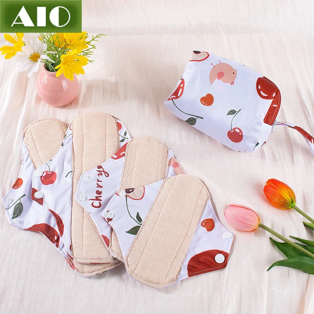 Women's Sanitary Pads All Cotton Breathable Leakproof Reusable Washable 5PCS
