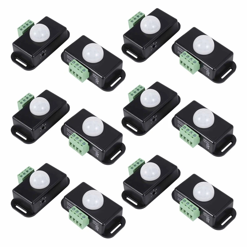 

12 X DC 12V/24V 8A Body Infrared PIR Motion Sensor Switch LED Light Strip Automatic, Black