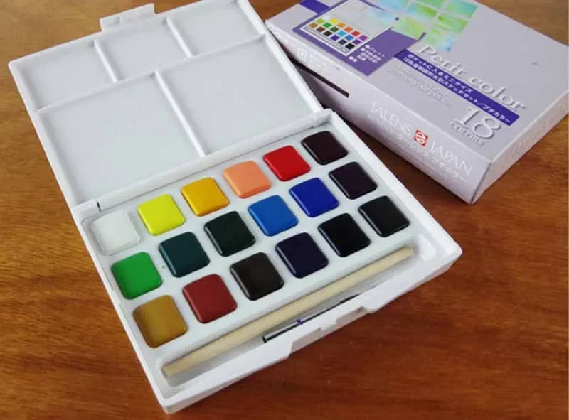 Solid Assorted Transparent Water Colors Field Sketch Pocket Set 1 Set Brush