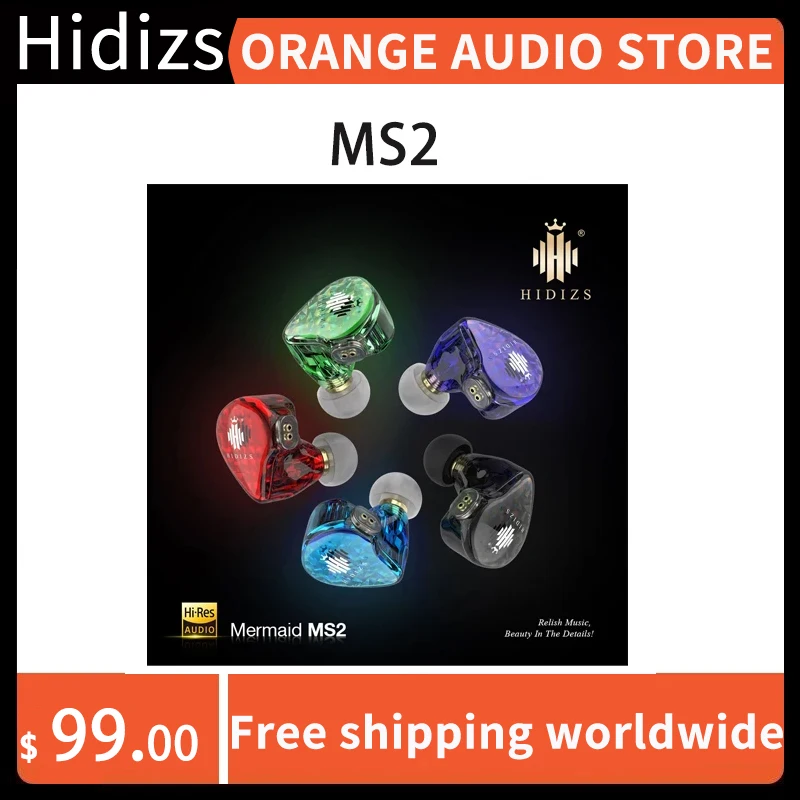 

Hidizs MS2 Earphone HiFi In-Ear Hybrid Dual Drivers(1 Knowles BA+1 DD) Wired Sport Music IEM with 2 Pin 0.78mm Detachable Cable