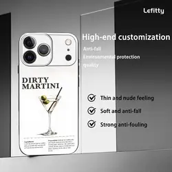 Elegant Black Frosted Soft Shell Phone Case - Cocktail Art Wine Design - iPhone 15 Plus (Z1)