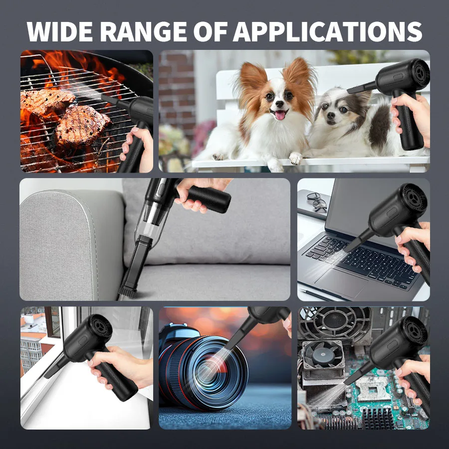2 In 1 Compressed Air Duster Cordless Rechargeable Blow and Suck Vacuum Cleaner For Computer Keyboard Sofa