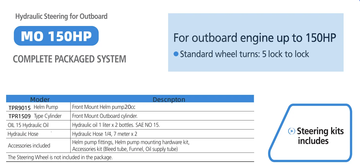 100-150HP Mophorn Front Mount Hydraulic Steering Cylinder Outboard Marine for Yamaha Mercury BayStar Teleflex Boats Steering 