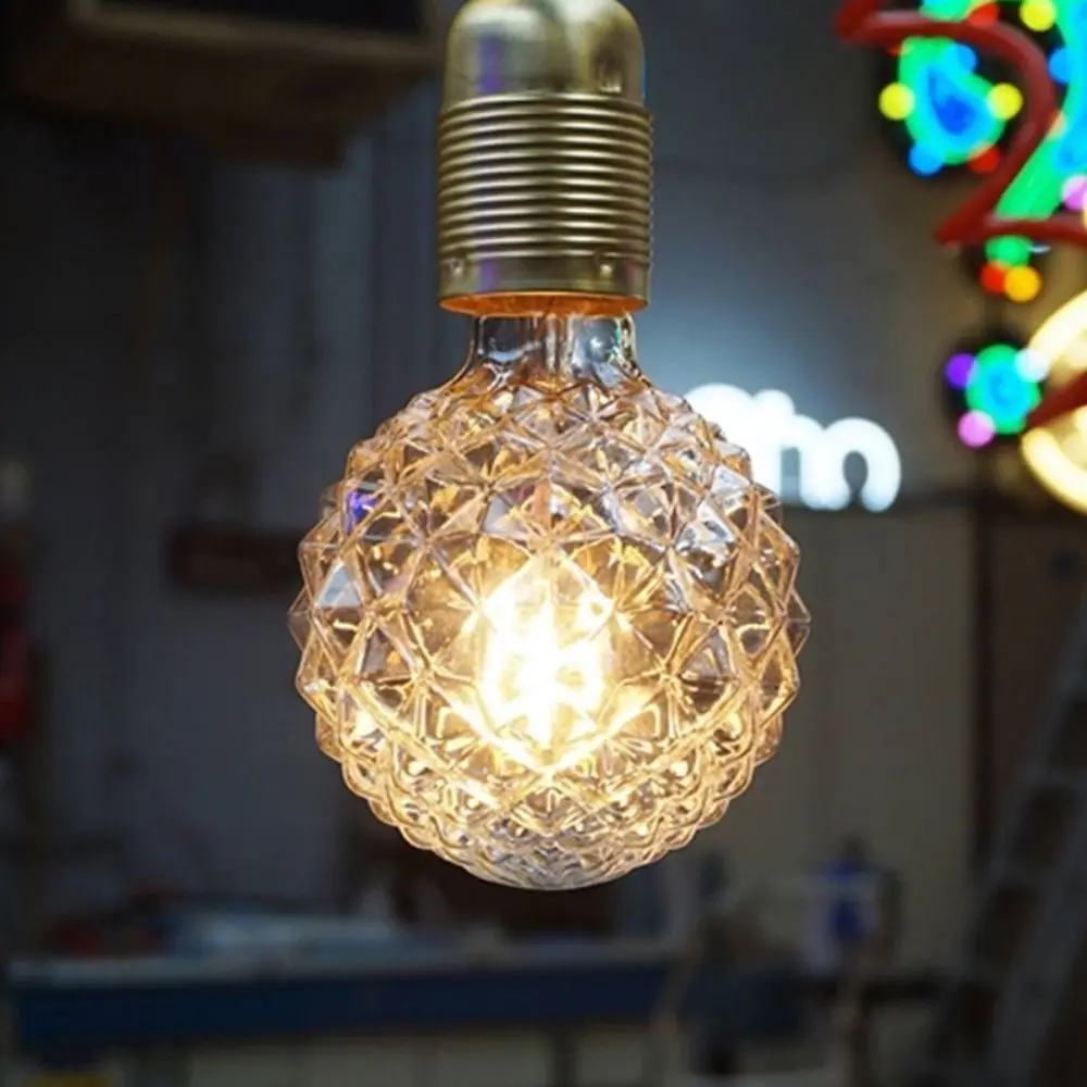 Filament Vintage Retro Bulb E27 220V Edison Lamp Edison Lamp Electroplated Gray G95 Filament Lightbulb Ball Light