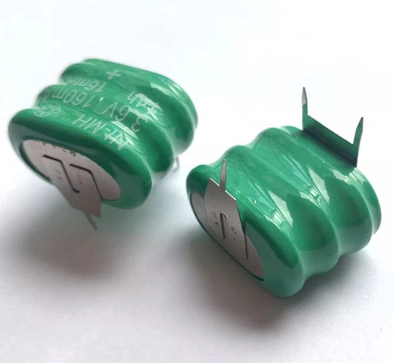 

20pcs/lot 3.6V 160mAh Ni-MH Battery PLC Data Backup Power Solar Engery Watch Rechargeable Button Batteries Cell with Solder Pins