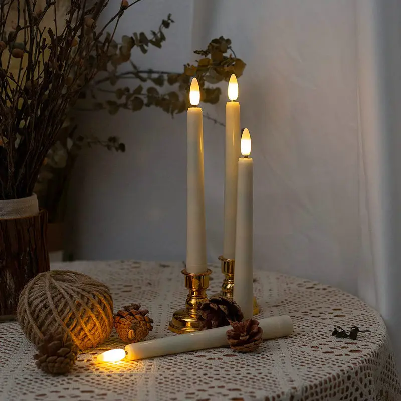Set di 9 luci a candela coniche a LED senza fiamma telecomandate a batteria 4H/6H Timer 3D stoppino f/decorazioni natalizie per feste di nozze  39