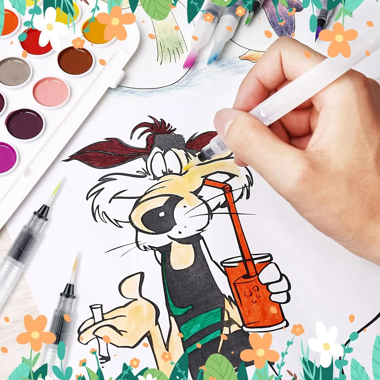 Fountain pen Solid watercolor painting pen Water-soluble color lead fountain brush