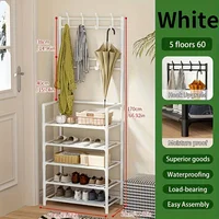 Floor Standing Simple Clothes Hanger Minimalist Clothes Rack Multifunctional All-In-One Hanger Living Room Organizer Shoe Shelf 2