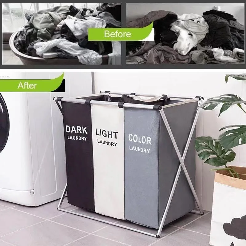 Dirty Clothes Laundry Basket Storing Waterproof Oxford Storage Bags Portable Foldable Clothing Toy Household Organizer 1/3 Grids