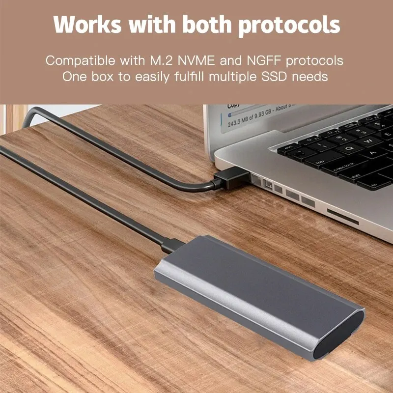 M2 NVMe SSD Case 10Gbps USB3.1 Enclosure Type C HDD Box Tool Free SATA M-Key B-Key Enclosure