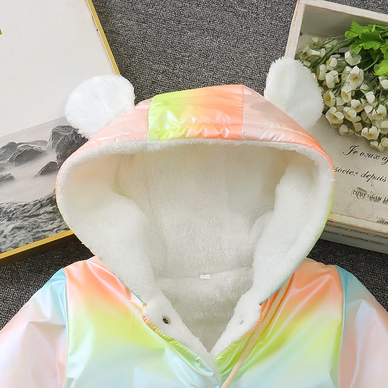 2Pcs/set Winter Warm Children Coat Colorful Baby Girl Clothing Cat Ears Sweet Kids' Costume + Cat Bag 1-4 Y Cute Toddler Clothes
