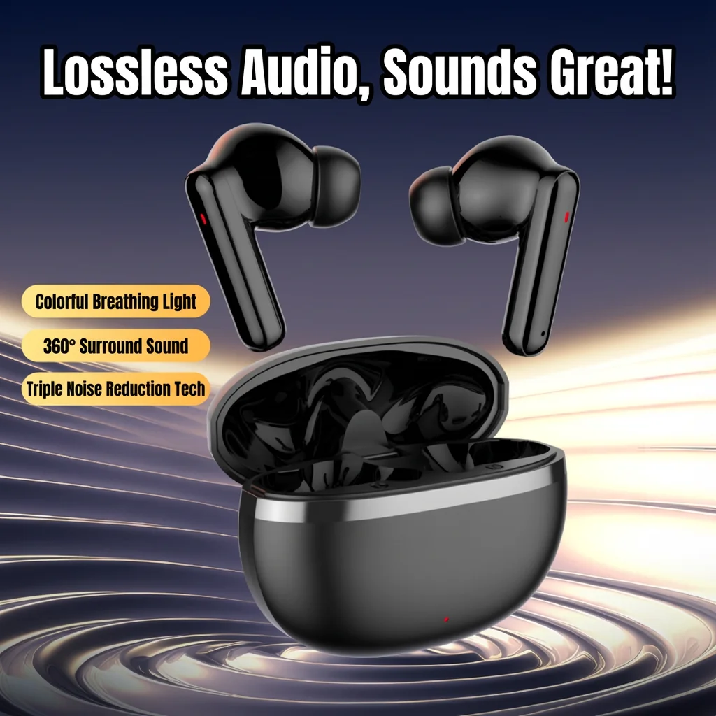 Wireless HiFi Stereo Earbuds with ENC Noise Cancelling Mic and LED Display